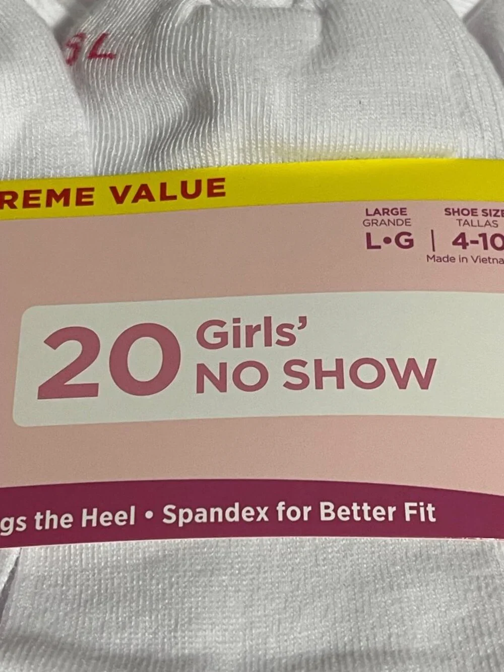 Hanes No Show Socks 20 Pack Shoe Size 4-10 Soft White Lightweight Comfort